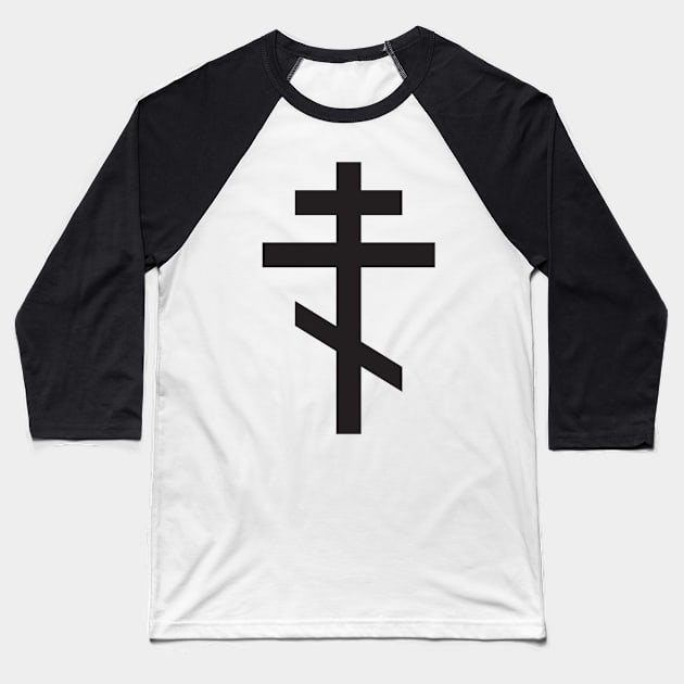 Orthodox Cross in Black Baseball T-Shirt by Apache Sun Moon Rising